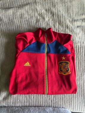 adidas Red and Blue Spain Crest Soccer Track Jacket
